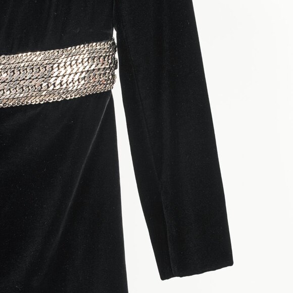 Saint Laurent AW/14 Runway Black Velvet Chain-Embellished Mini Dress - Picture 7 of 14